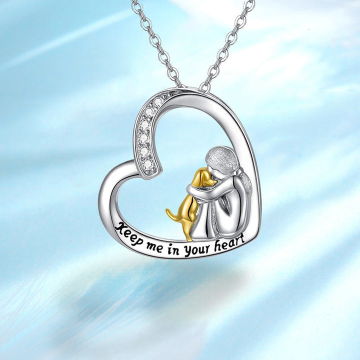 Sterling Silver Necklace – Heart & Dog Design