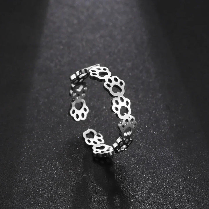 Adjustable Paw Print Ring – Made of Stainless Steel
