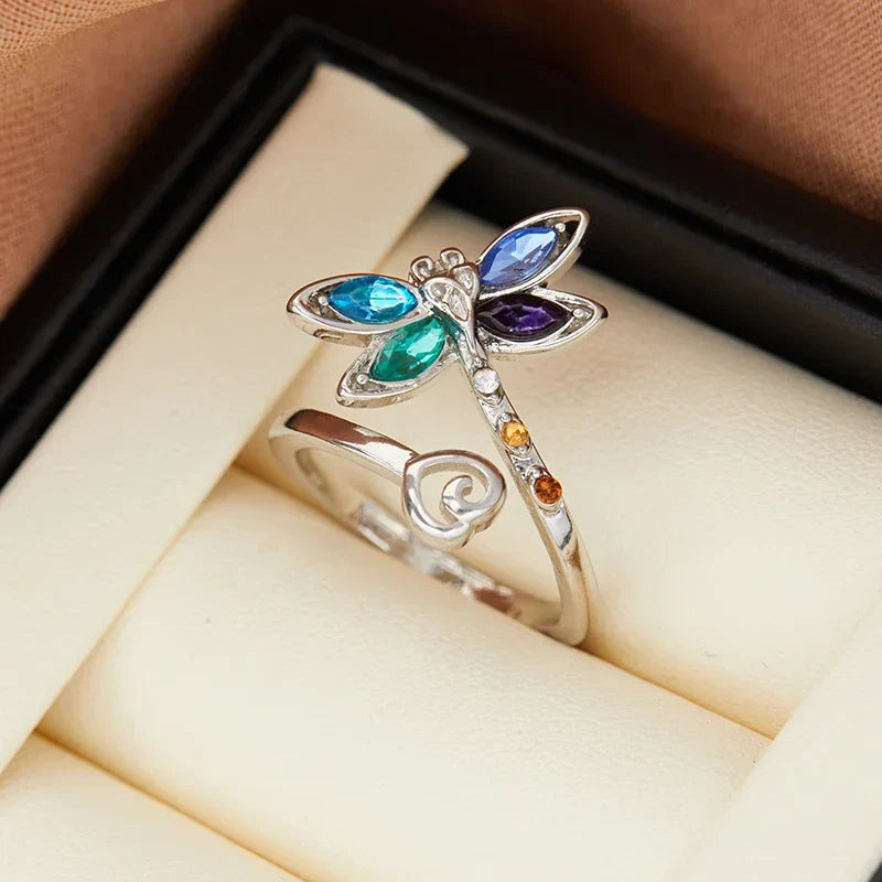 Vintage Dragonfly Adjustable Ring