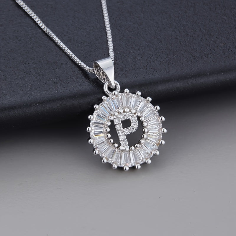 White gold necklace with the initial "Z" and cubic zirconia