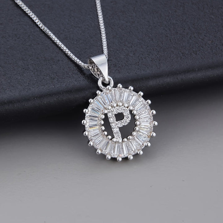 White gold necklace with the initial "Z" and cubic zirconia