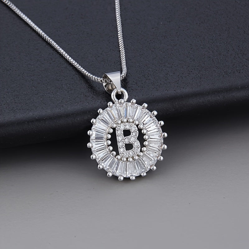 White gold necklace with the initial "Z" and cubic zirconia