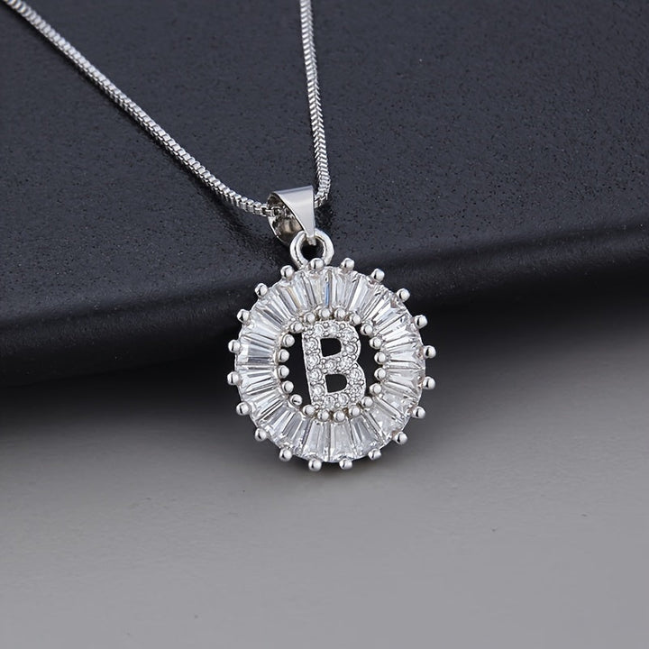 White gold necklace with the initial "Z" and cubic zirconia