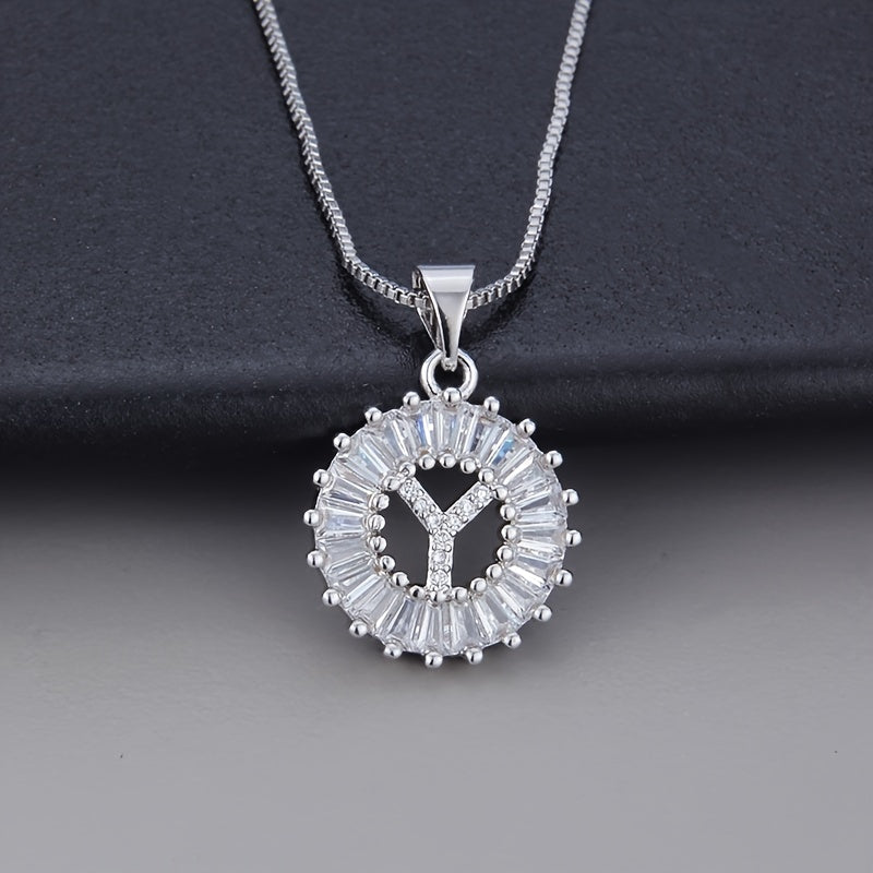 White gold necklace with the initial "Z" and cubic zirconia