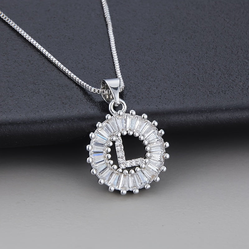 White gold necklace with the initial "Z" and cubic zirconia