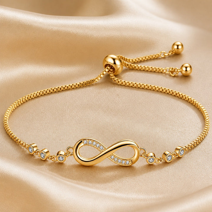 White gold slider bracelet with infinity symbol