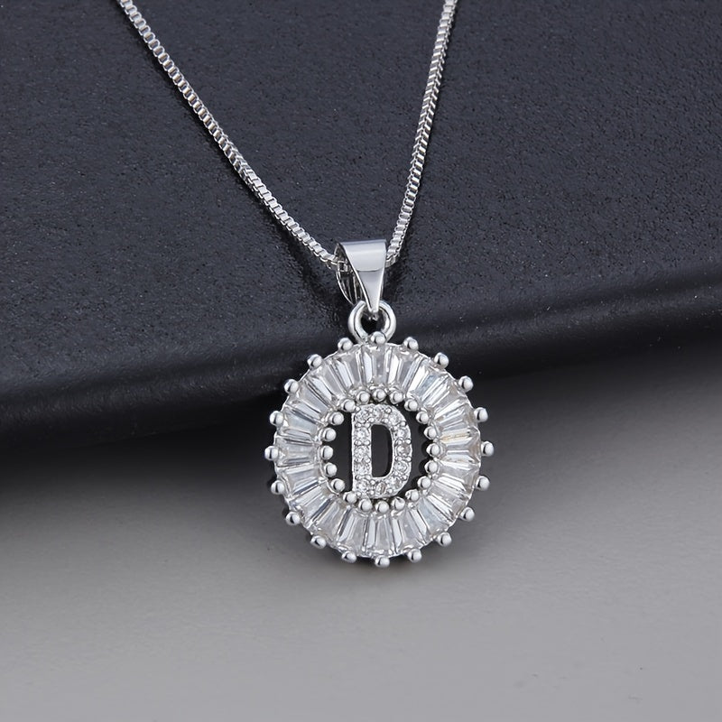 White gold necklace with the initial "Z" and cubic zirconia