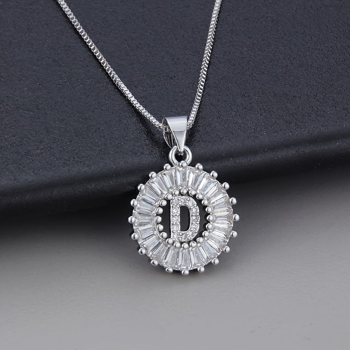White gold necklace with the initial "Z" and cubic zirconia