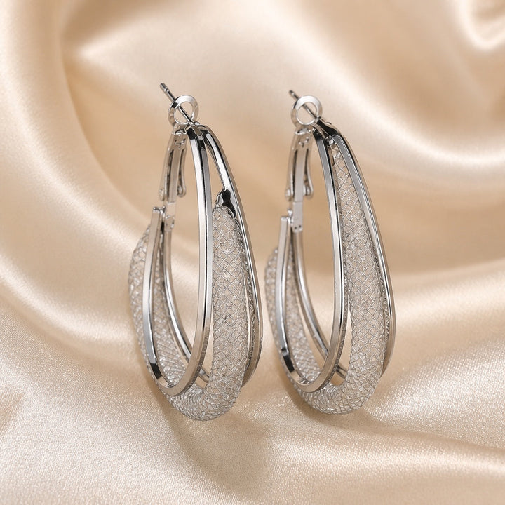 Luxury Zirconia Mesh and White Gold Earrings