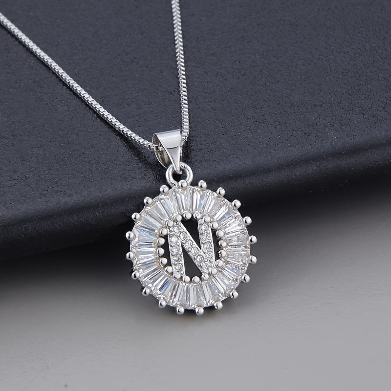 White gold necklace with the initial "Z" and cubic zirconia