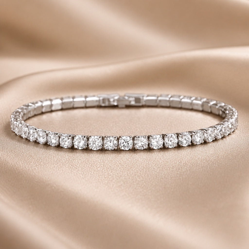 White gold and crystal tennis bracelet