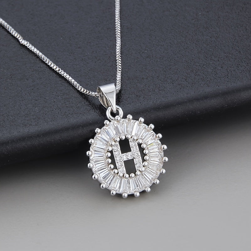 White gold necklace with the initial "Z" and cubic zirconia