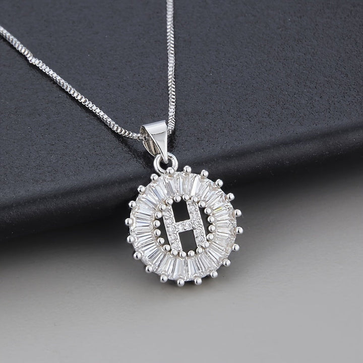 White gold necklace with the initial "Z" and cubic zirconia