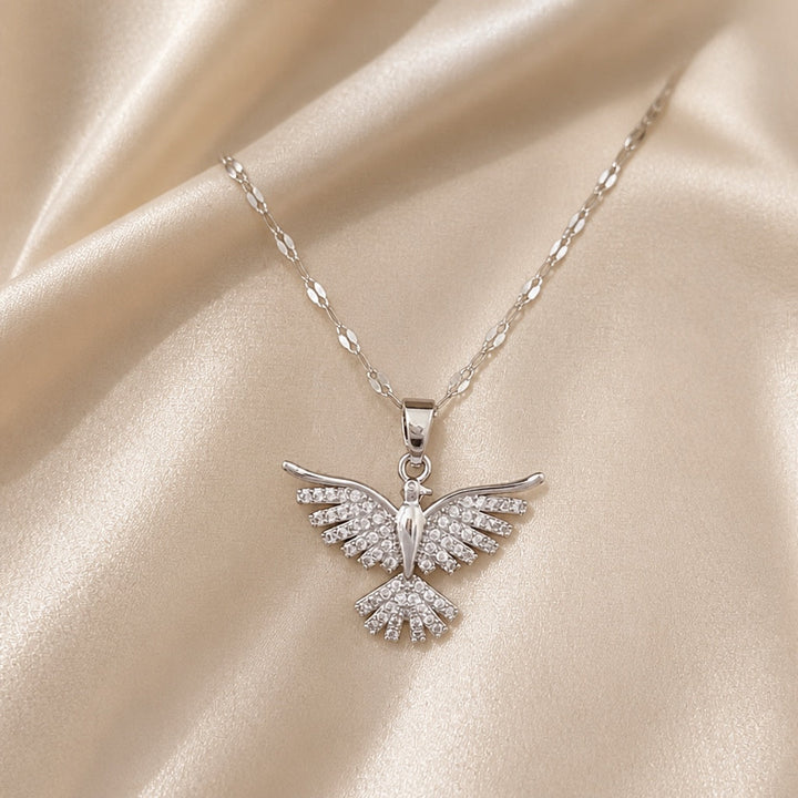 Phoenix Necklace in White Gold with Zirconia