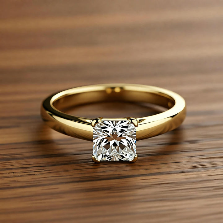 Square Crystal and White Gold Ring
