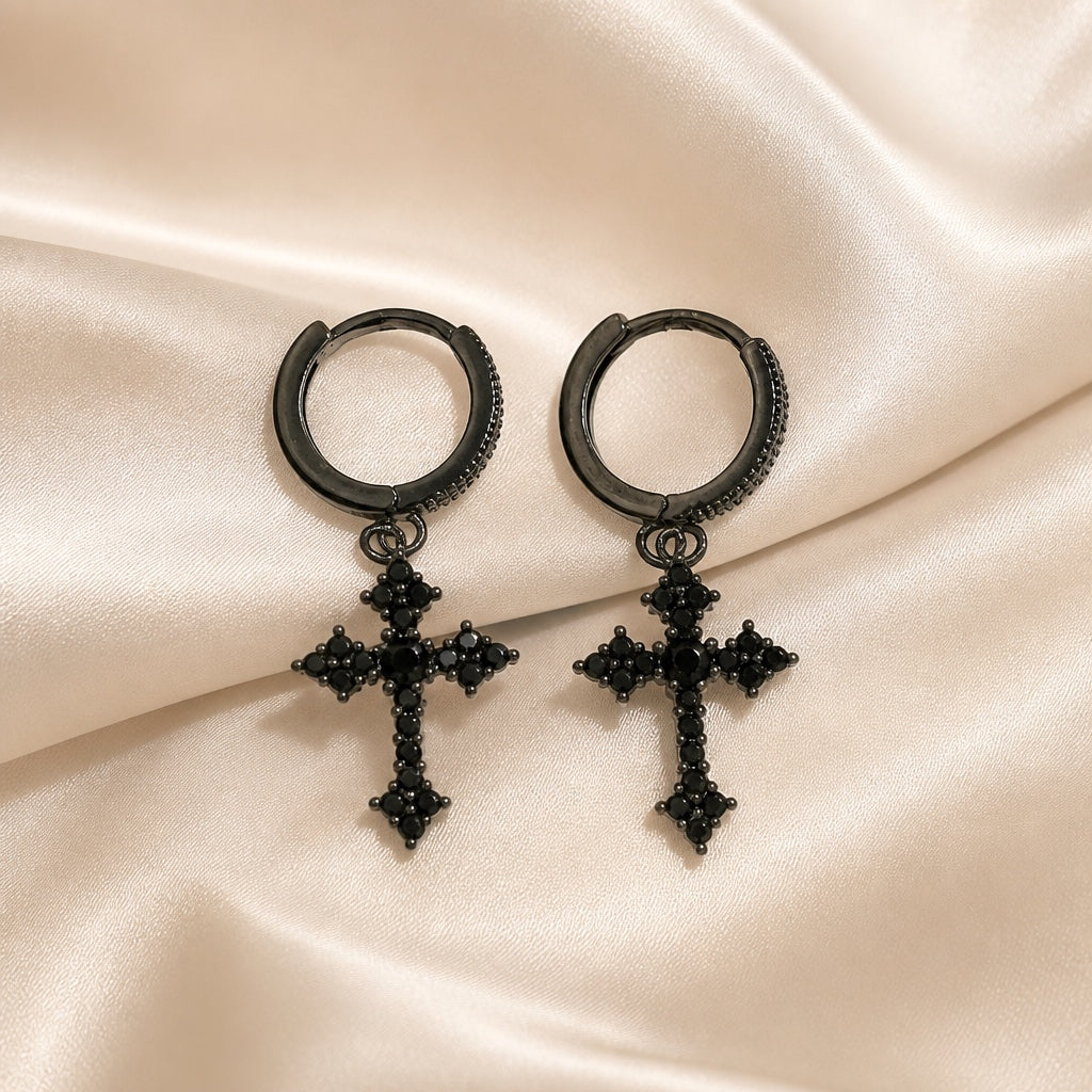White Gold Earrings with Embedded Zirconia Stones