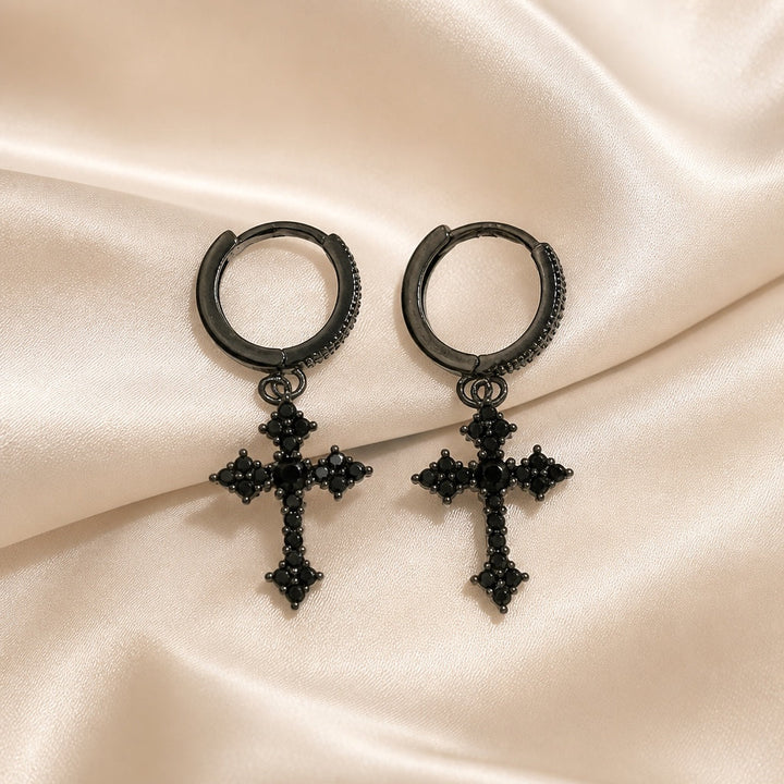 White Gold Earrings with Embedded Zirconia Stones