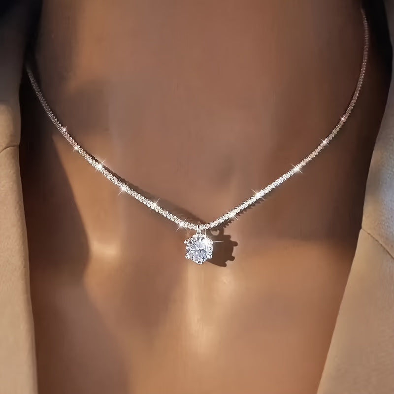 Eternity Necklace with Zirconia in White Gold