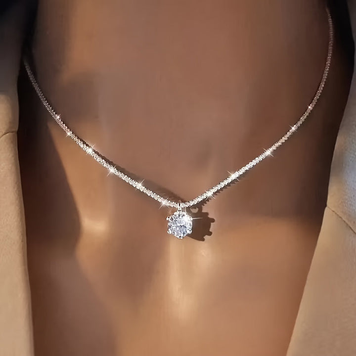 Eternity Necklace with Zirconia in White Gold