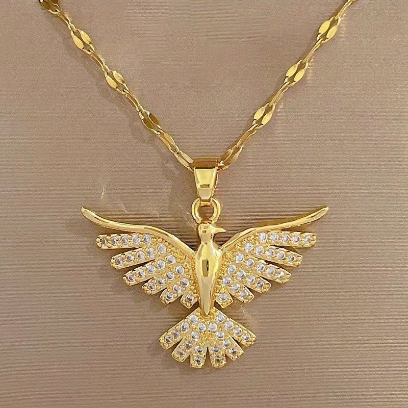 Phoenix Necklace in White Gold with Zirconia