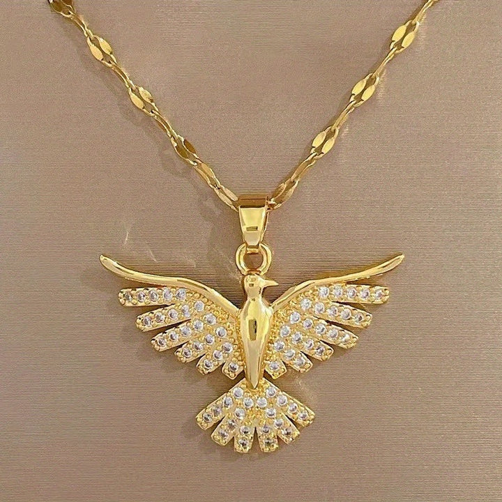 Phoenix Necklace in White Gold with Zirconia