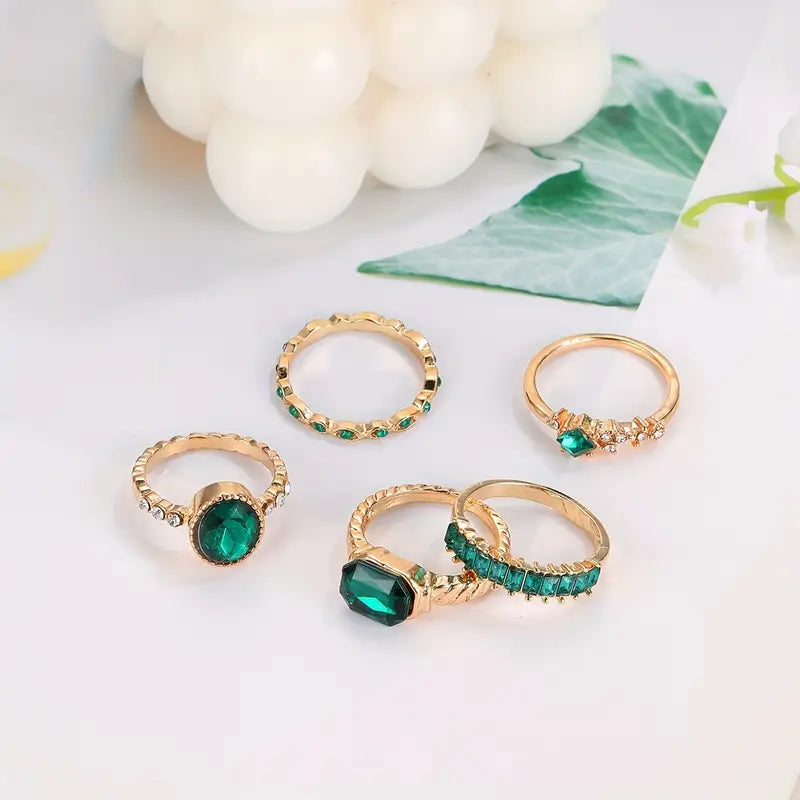 Imperial Green Stone Ring Set