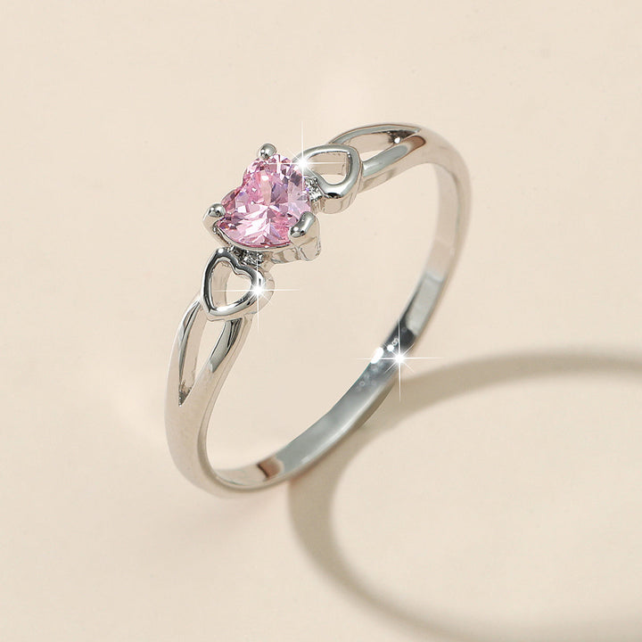 Rosalie: White Gold Ring with Heart-Shaped Cubic Zirconia