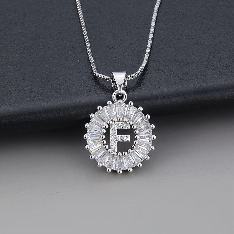 White gold necklace with the initial "Z" and cubic zirconia
