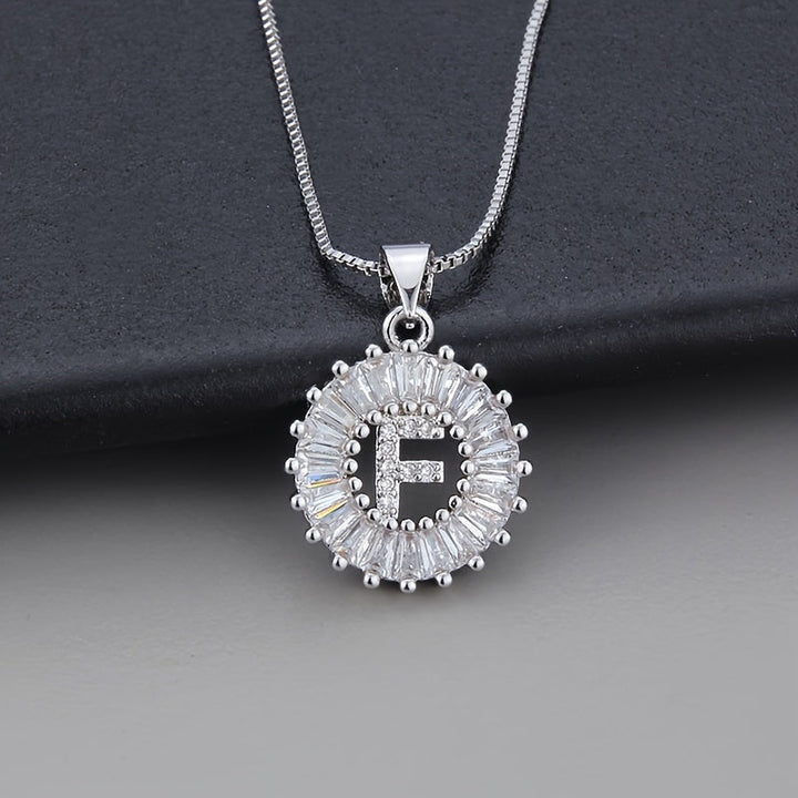 White gold necklace with the initial "Z" and cubic zirconia