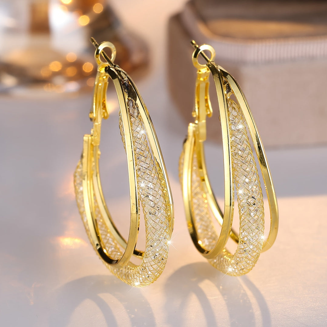 Luxury Zirconia Mesh and White Gold Earrings