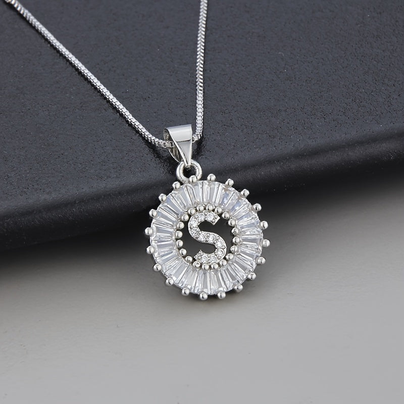 White gold necklace with the initial "Z" and cubic zirconia