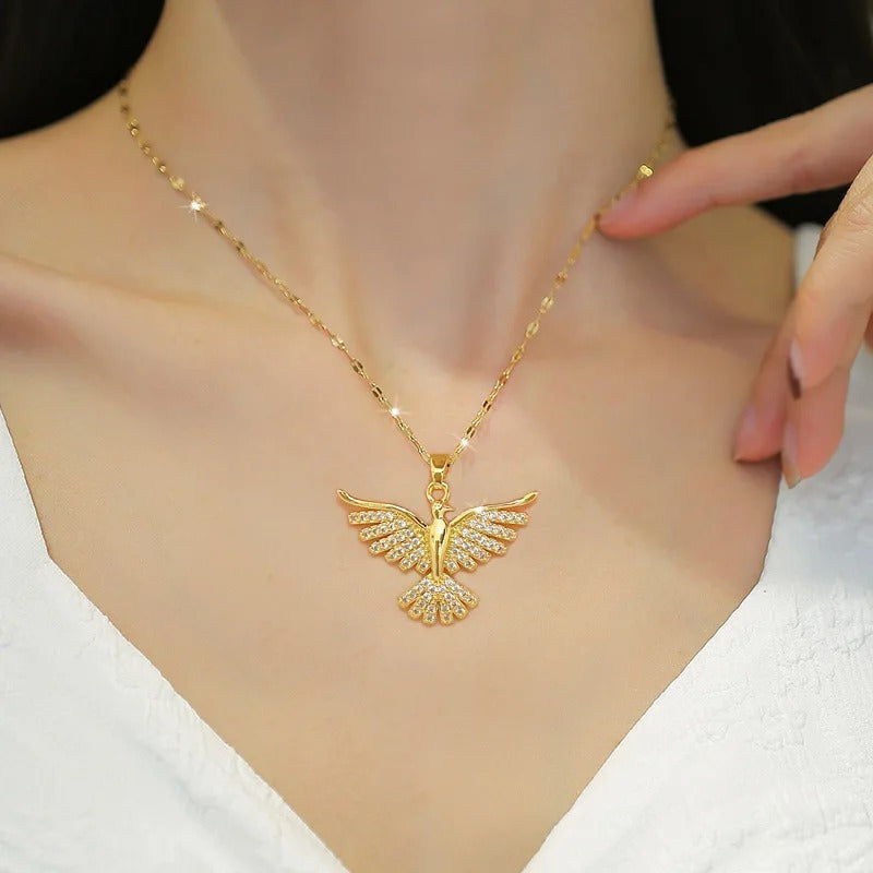 Phoenix Necklace in White Gold with Zirconia