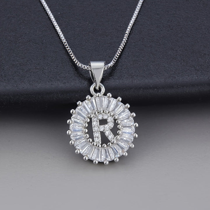 White gold necklace with the initial "Z" and cubic zirconia