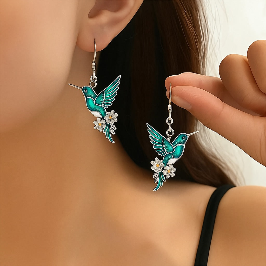 Beautiful Turquoise Hummingbird Necklace with Bonus Earrings – Limited Time Offer