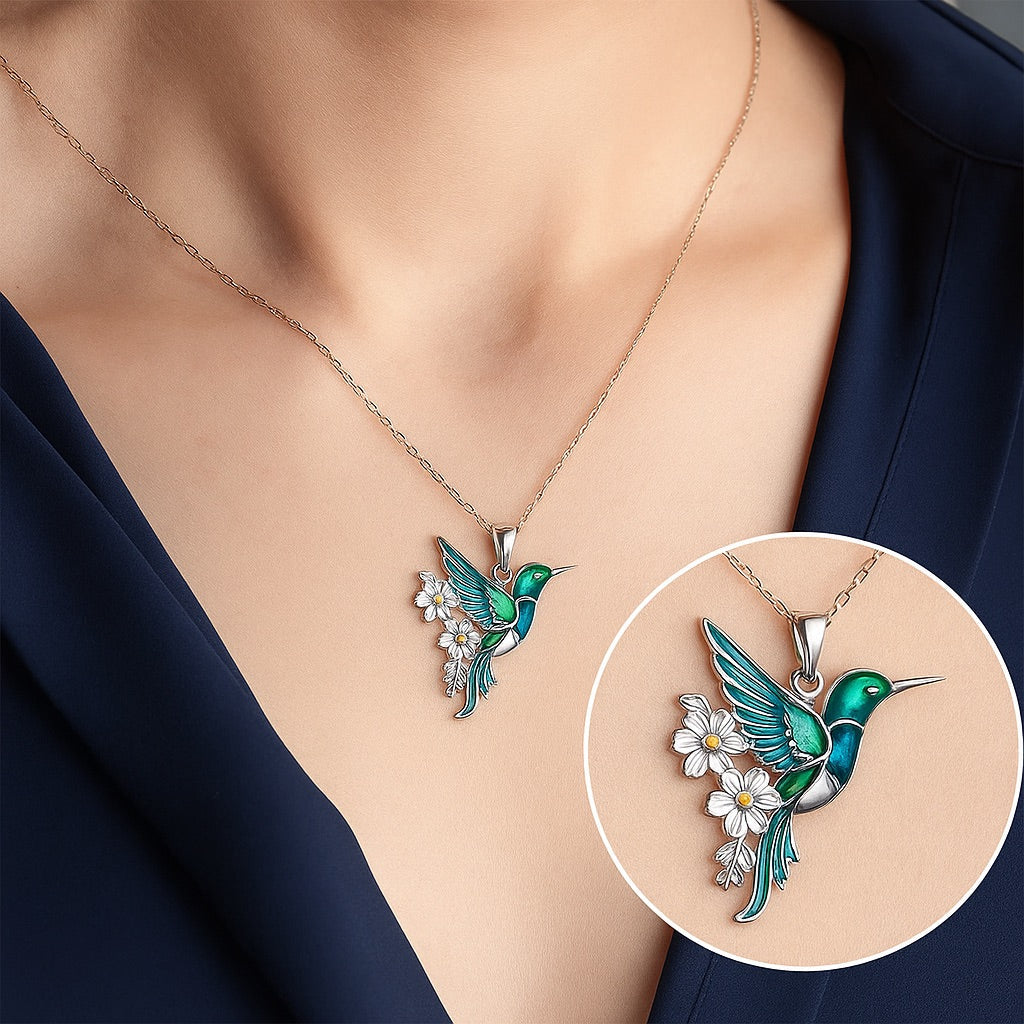 Beautiful Turquoise Hummingbird Necklace with Bonus Earrings – Limited Time Offer
