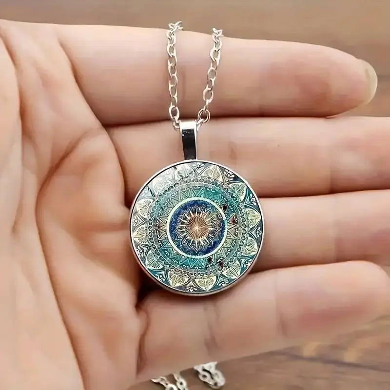 Vintage Blue Mandala Necklace