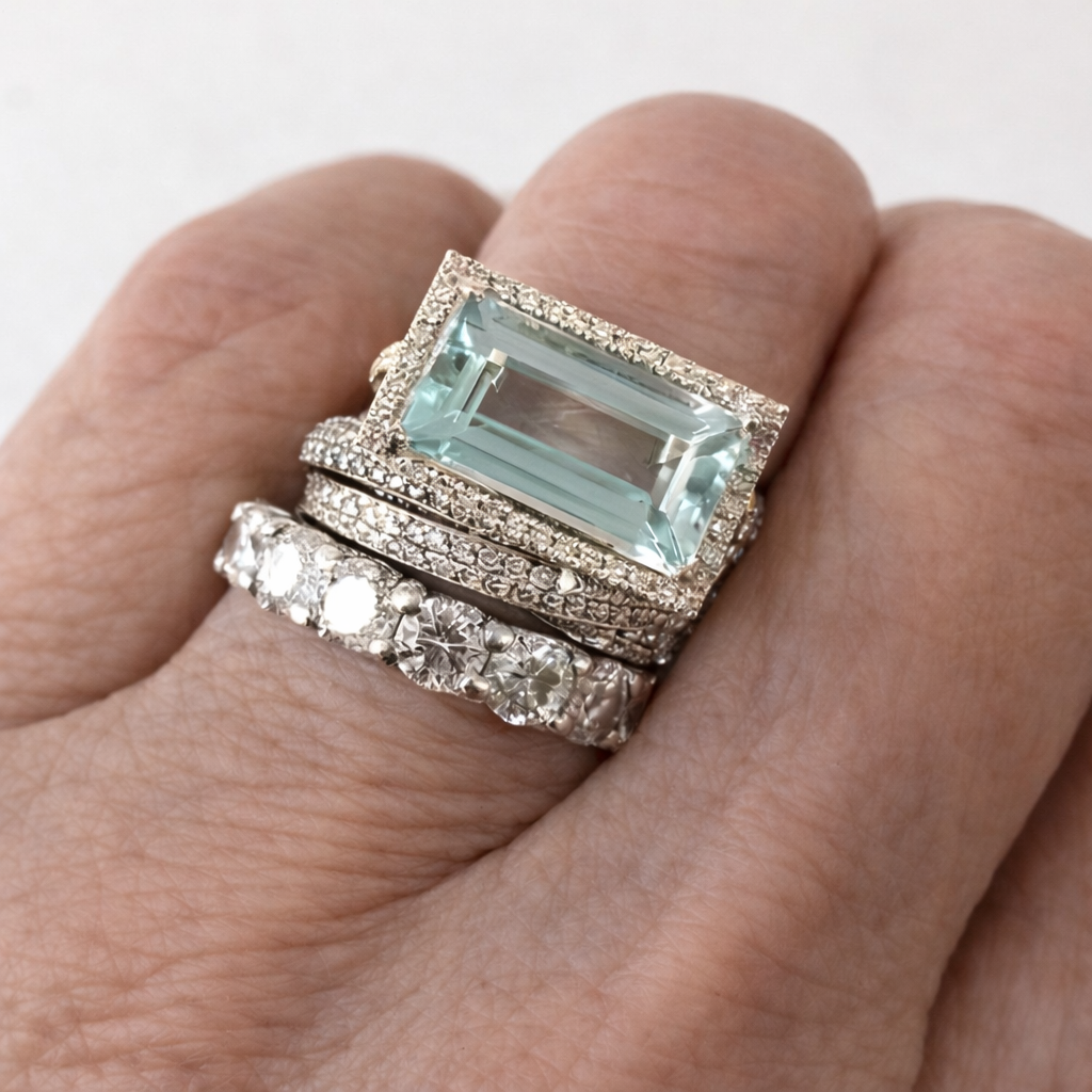 Vintage Turquoise Silver Ring Set