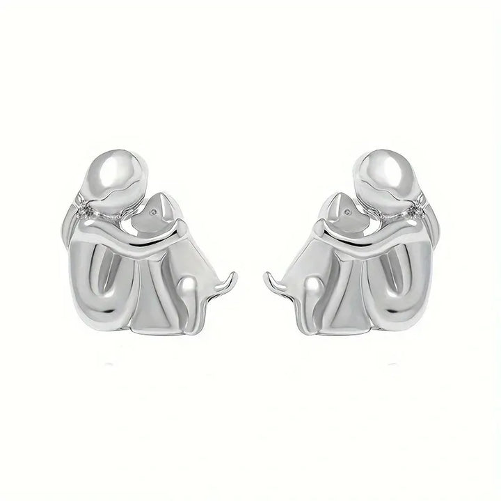 Silver and Gold Two-Tone Hug Earrings