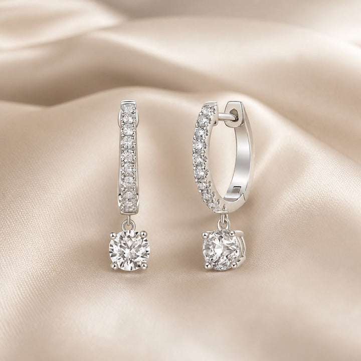 White Gold Earrings with Round-Cut Moissanite