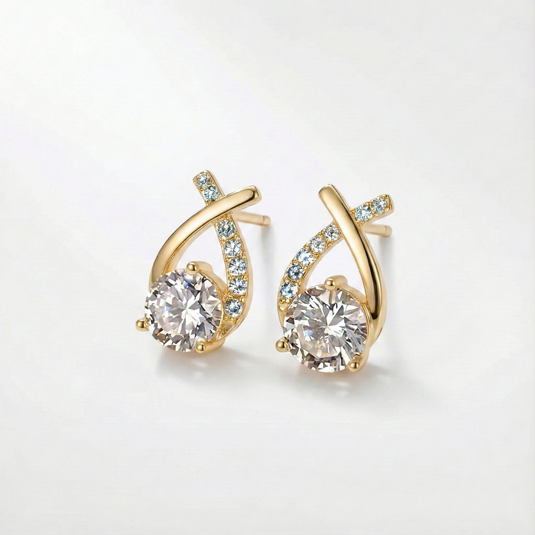 Earrings with Cross and Zirconia