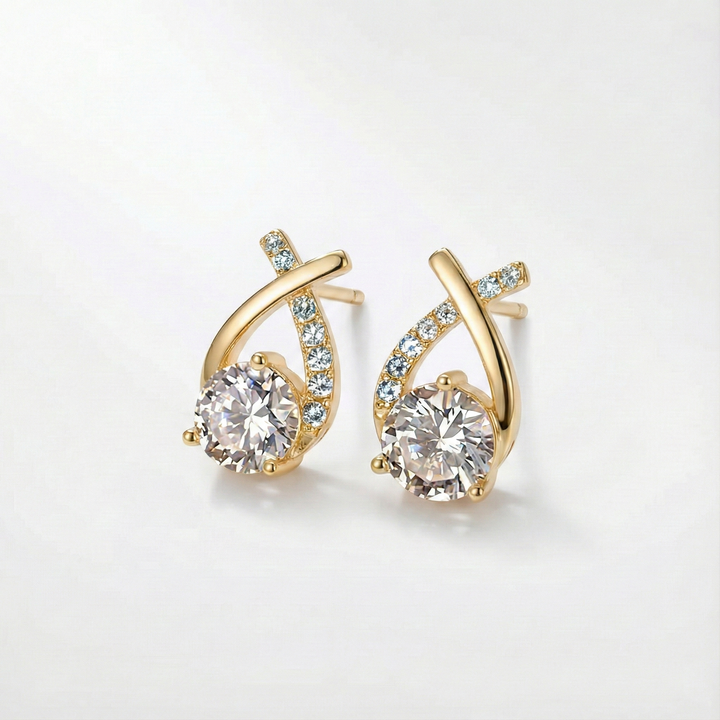 Earrings with Cross and Zirconia