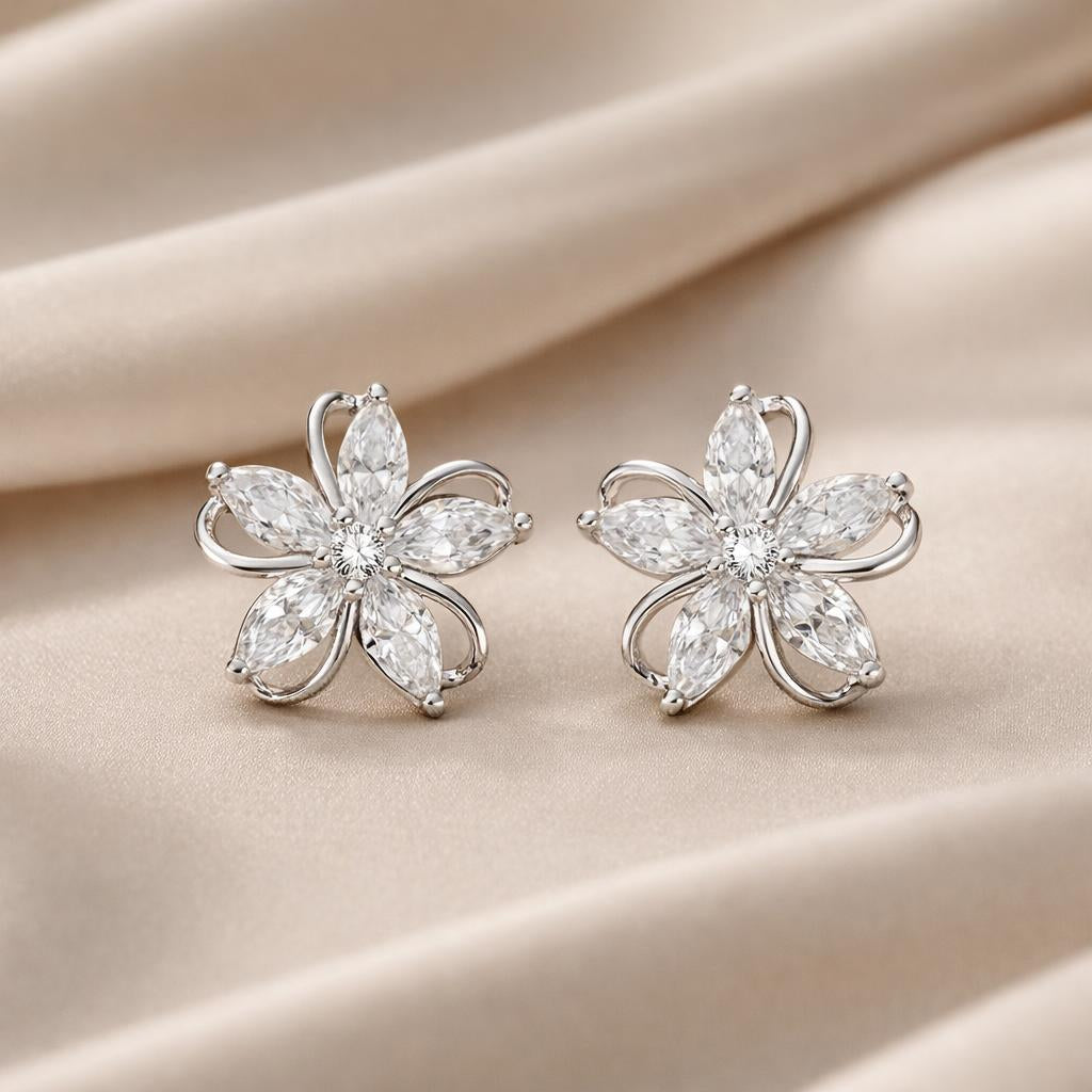 White Gold Hoop Earrings with Cubic Zirconia