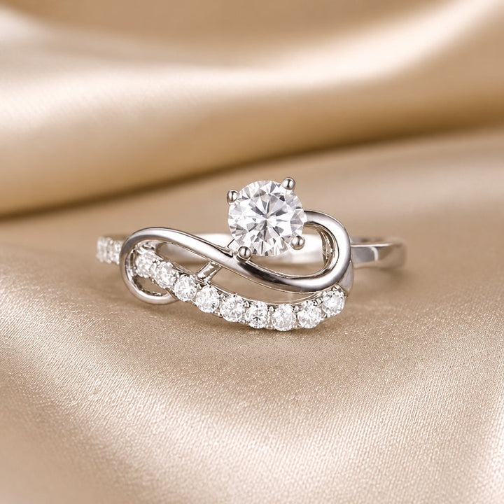 Infinite Wave Ring in Moissanite and White Gold