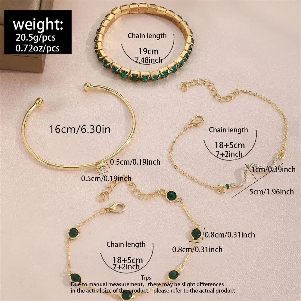 Set of Pure Green Stone Bracelets