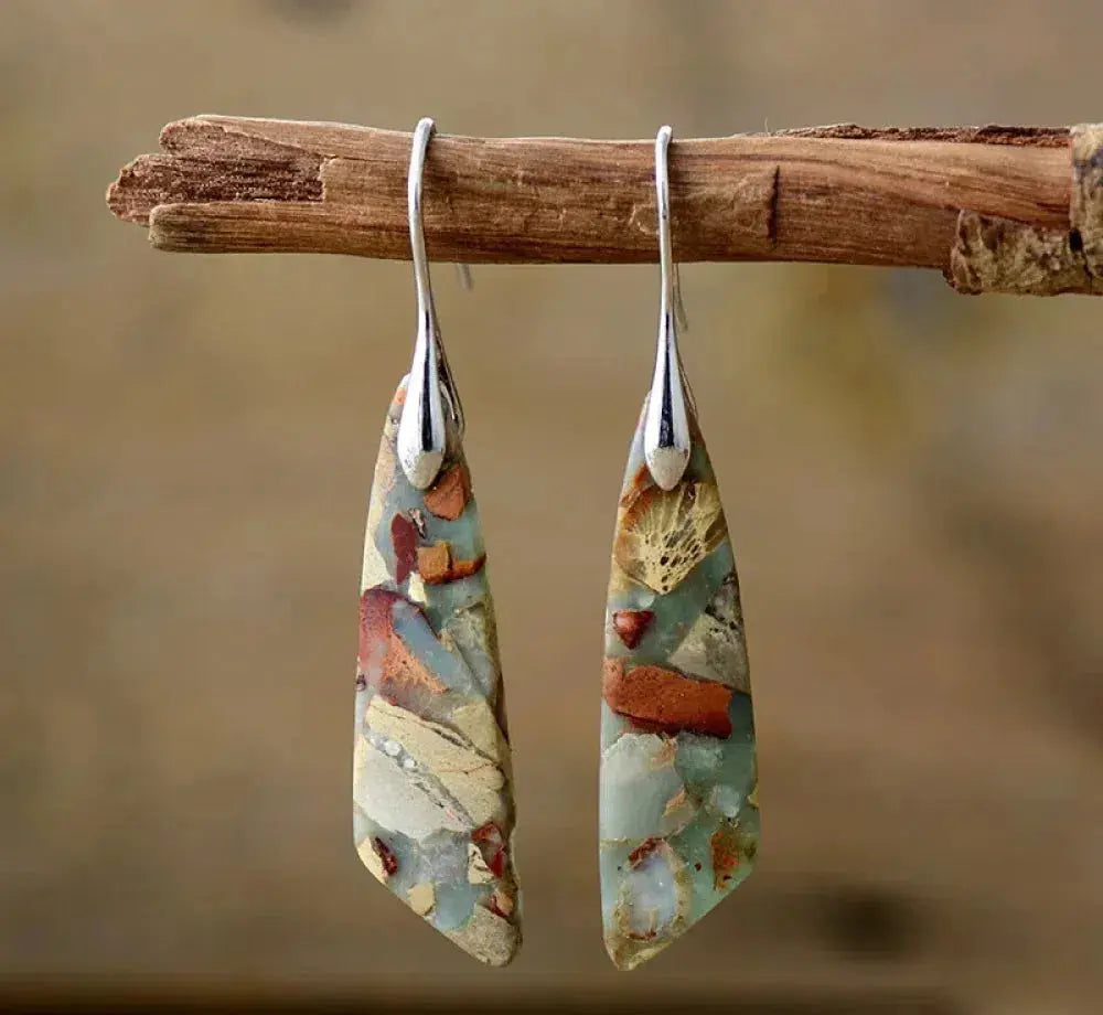 Vintage earrings with natural stones